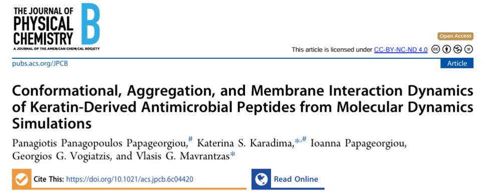 Conformational, Aggregation, and Membrane Interaction Dynamics of Keratin-Derived Antimicrobial Peptides from Molecular Dynamics Simulations featured